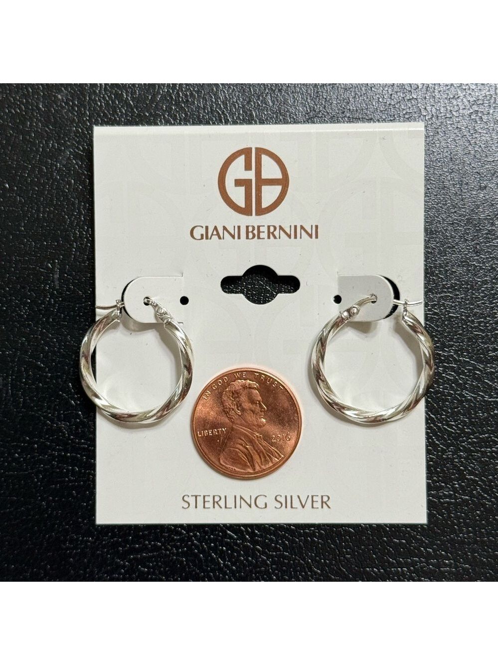 Giani Bernini Sterling Silver Twist Hoop Earrings New - Picture 2 of 5